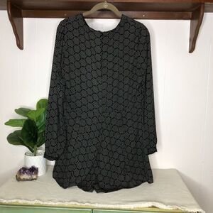 Harlyn Womens Geometric Allover Print Long Sleeve Romper Black Size Small